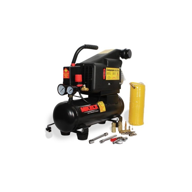 COMPRESOR DE AIRE 1 HP CON 19 ACC. NEUMATICOS