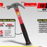 Martillo de uña curva con mango de fibra de vidrio