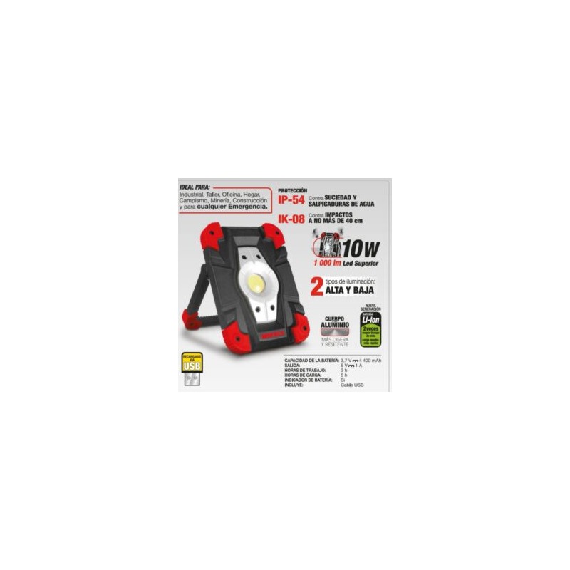 Reflector LED Recargable para Uso Rudo